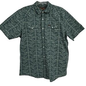 Howler Brothers Teal Geometric Button Down Shirt